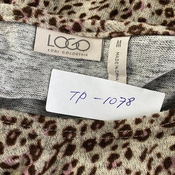 Logo‎ By Lori Goldstein Sweater Top Animal Print Multicolored Women's Medium - Picture 2 of 6